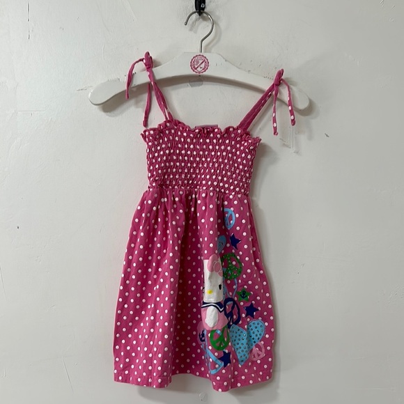 Hello Kitty Pink Smocked Sundress Sleeveless Casual - Picture 1 of 3